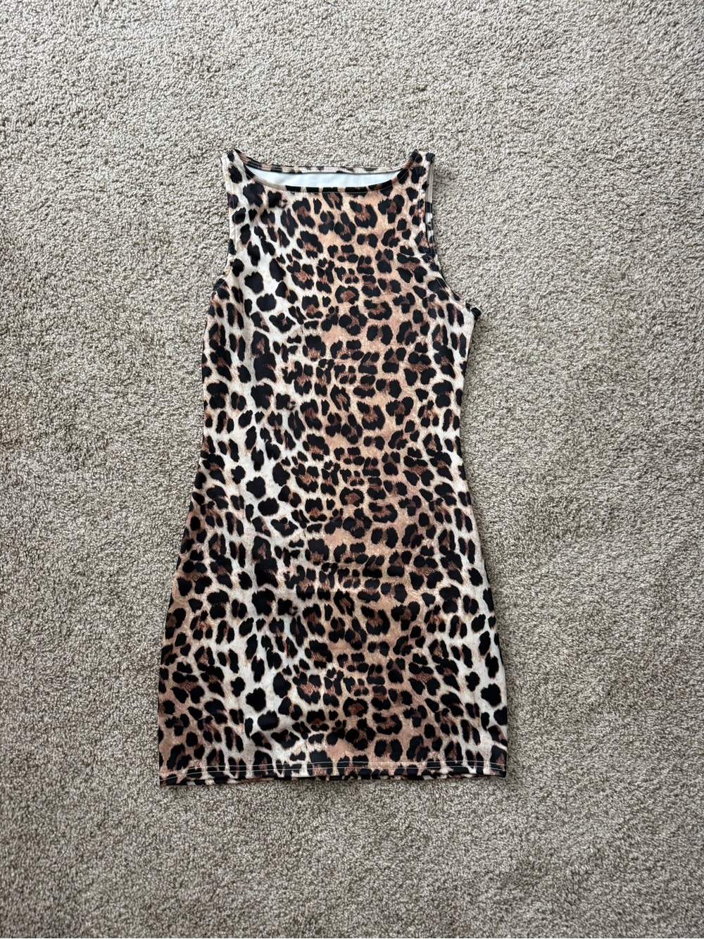 Sleeveless Leopard Print Bodycon Dress - Brown/Black